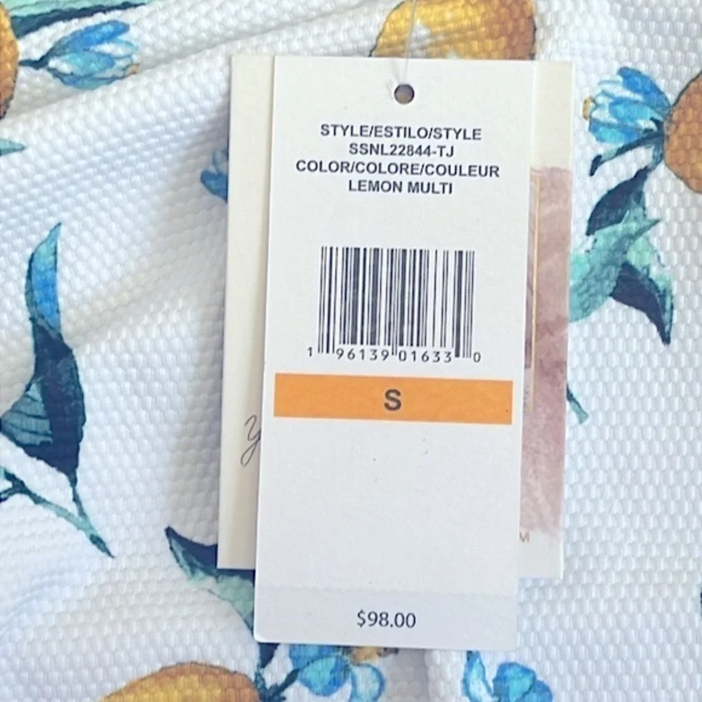 Brand New Jessica Simpson Lemons Printed Tie-Waist One-Piece Swimsuit Bra Cups